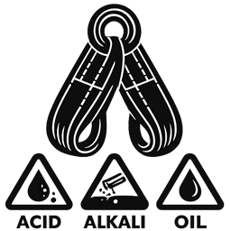 <b>Стійкі до кислот</b></br> Стропи стійкі до впливу кислот, лугів та масла.